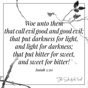 image thorn bush and bible verse isaiah 5-20 woe unto them that call evil good and good evil darkness for light and light for darkness