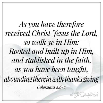 image bible and bible verse colossians 2-6-7 as you have therefore received Christ Jesus the Lord so walk ye in him rooted and built up in him and stablished in the faith